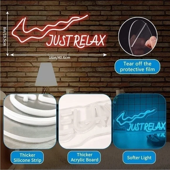 NIKE Just Relax Red Neon Trendy Dorm Bedroom Living Room Outdoor Indoor Decor - Picture 5 of 9